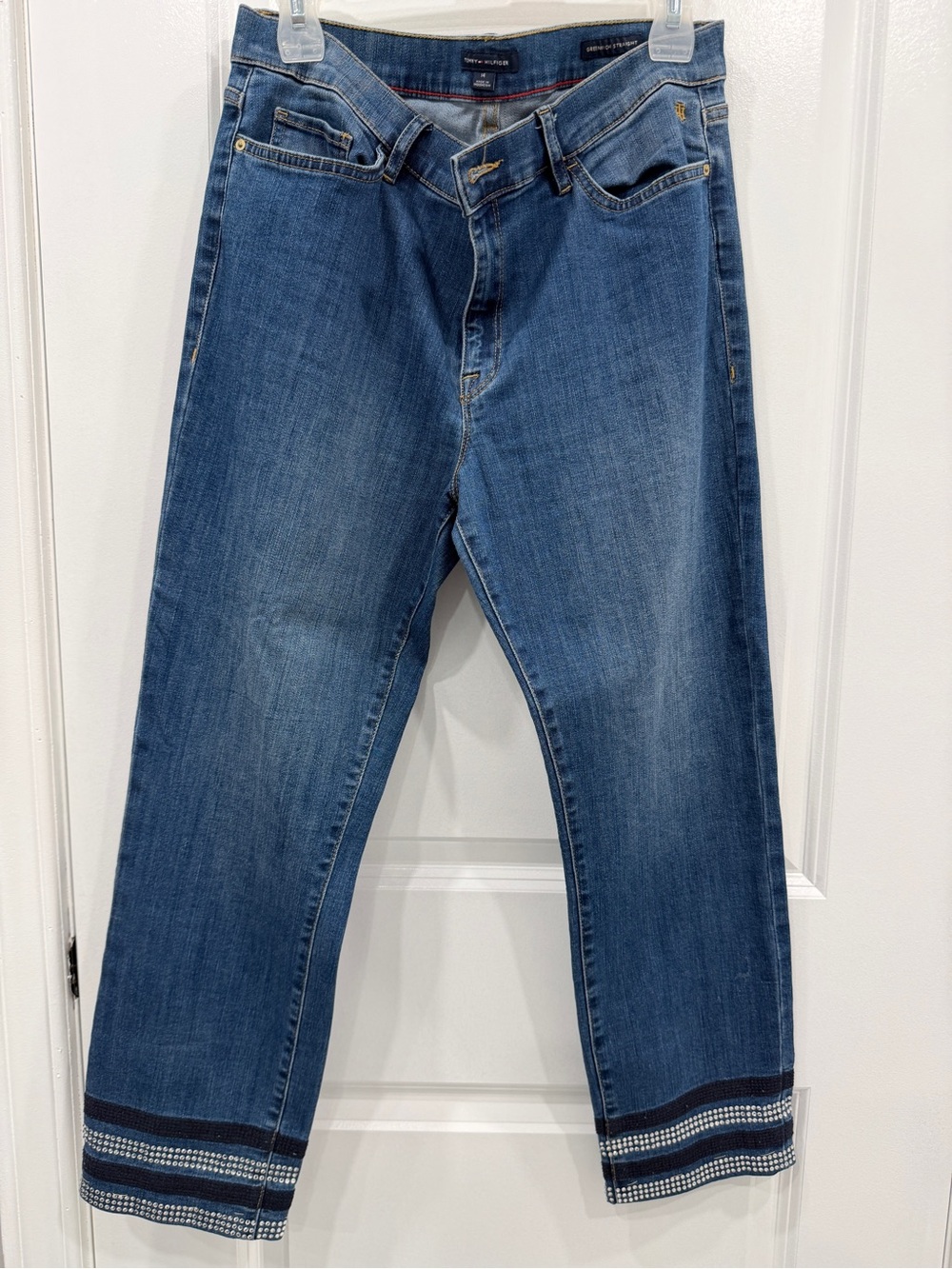 Tommy Hilfiger Blue Cropped Jeans with Embellished Cuff
